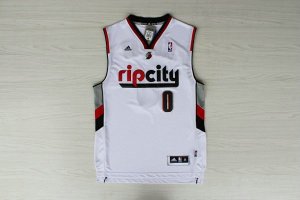 Maillot De Basket Portland Trail Blazers Damian Lillard 0 Tissus Sportif Fans Edition Retro Blanc